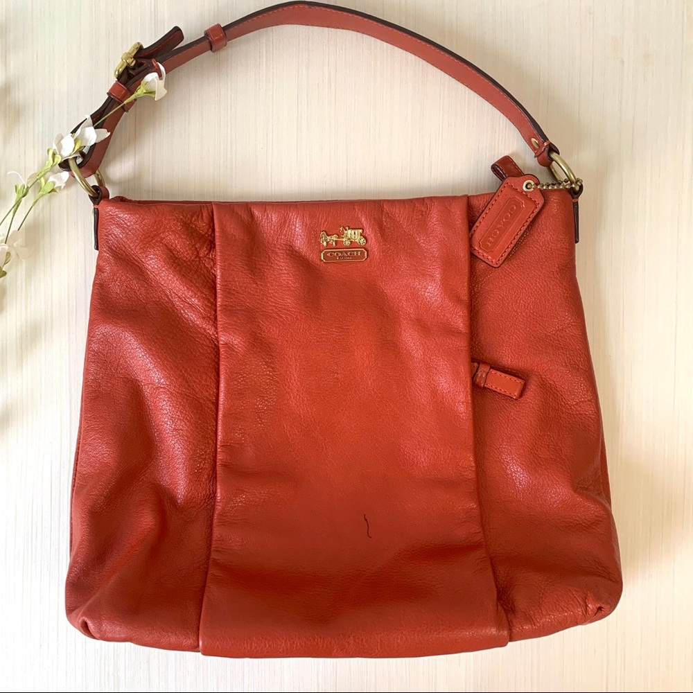 Coach Red Leather Hobo Bag Purse